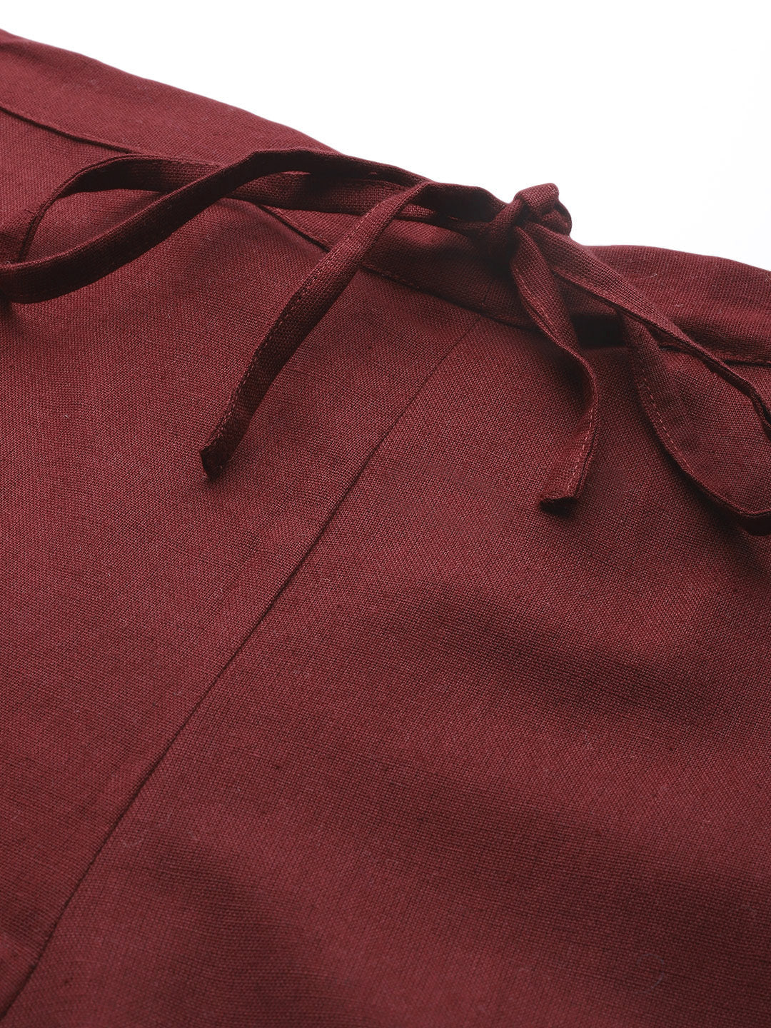 Maroon Hem Design Cotton Handloom  Straight Sustainable Palazzos