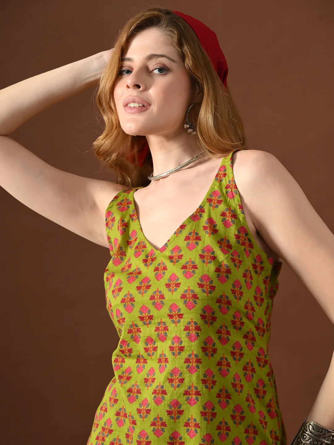 Women Floral Print Mita Backless Kurti