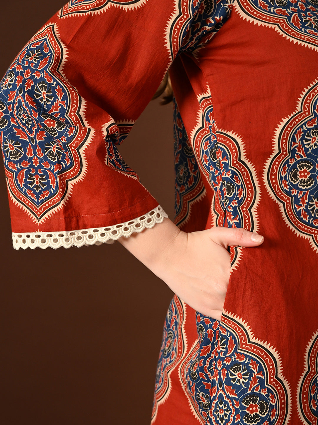 Women Ajrakh Cotton Oversized Kurta