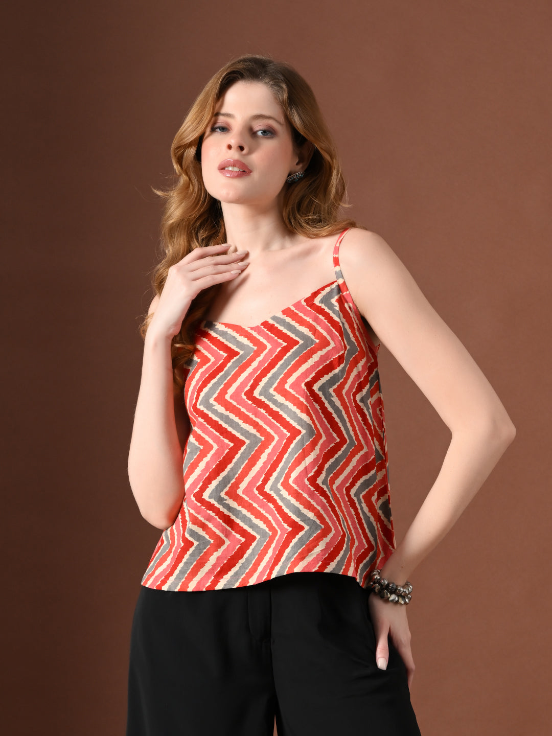 Women Geometric Print Cotton Top