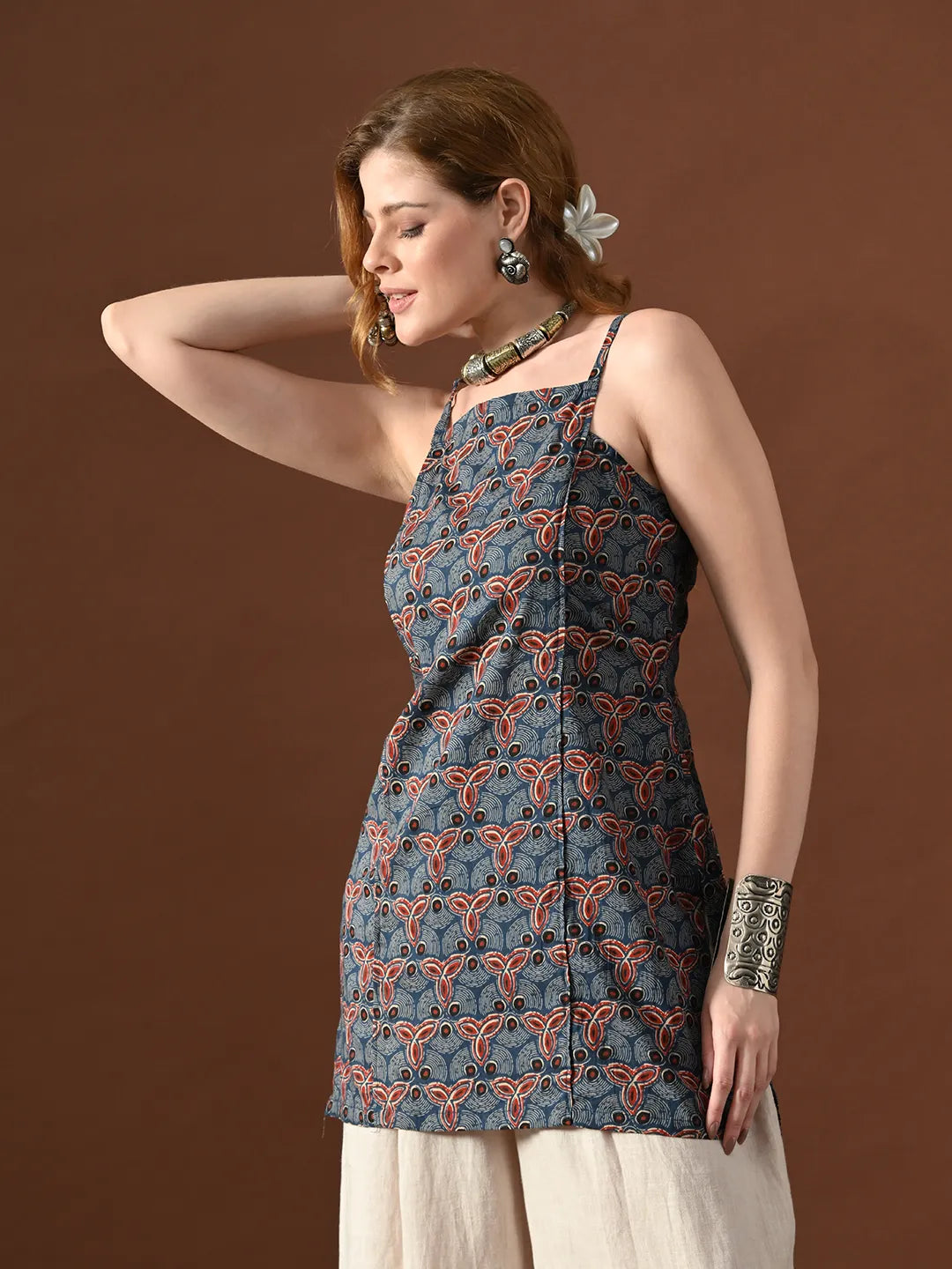 Women Geometrical Print Prisha Backless Kurti