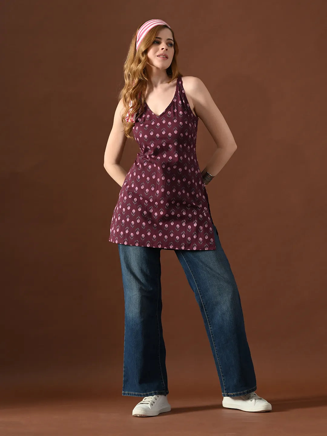 Women Floral Print Neera Backless Kurti