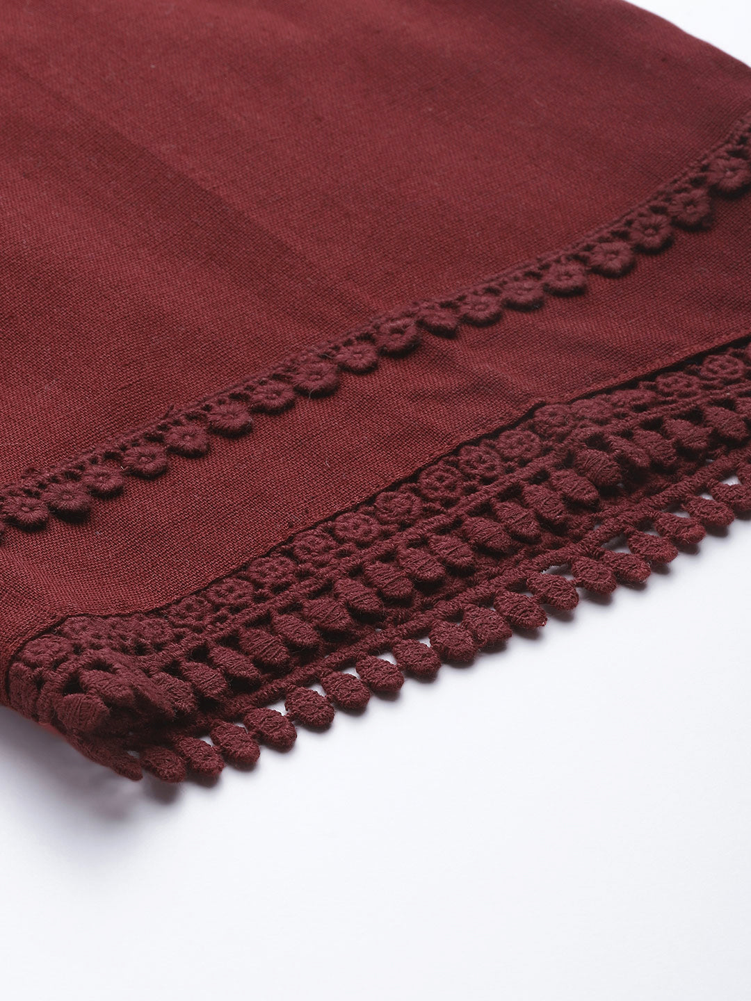 Maroon Hem Design Cotton Handloom  Straight Sustainable Palazzos