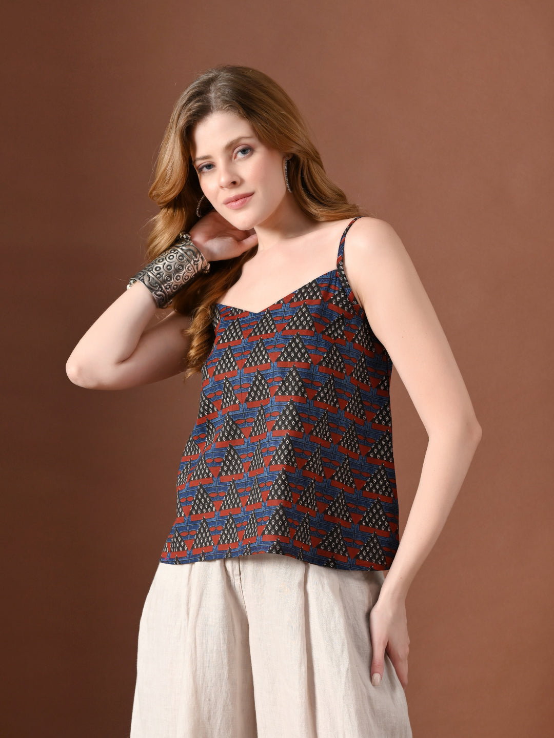 Women Geometric Print Cotton Top