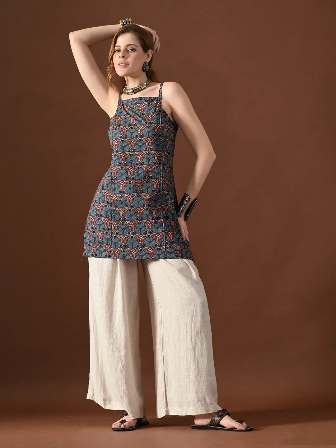 Women Geometrical Print Prisha Backless Kurti