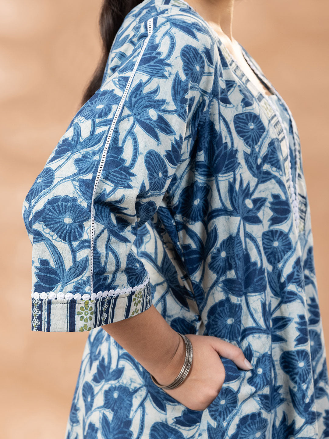 Bagru Indigo Floral Kurta Salwar Set