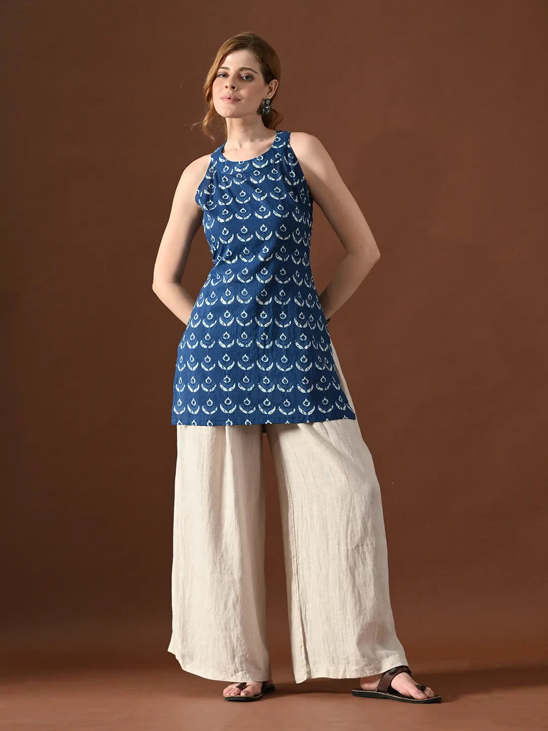 Women Floral Booty Nimrit Backless Kurti