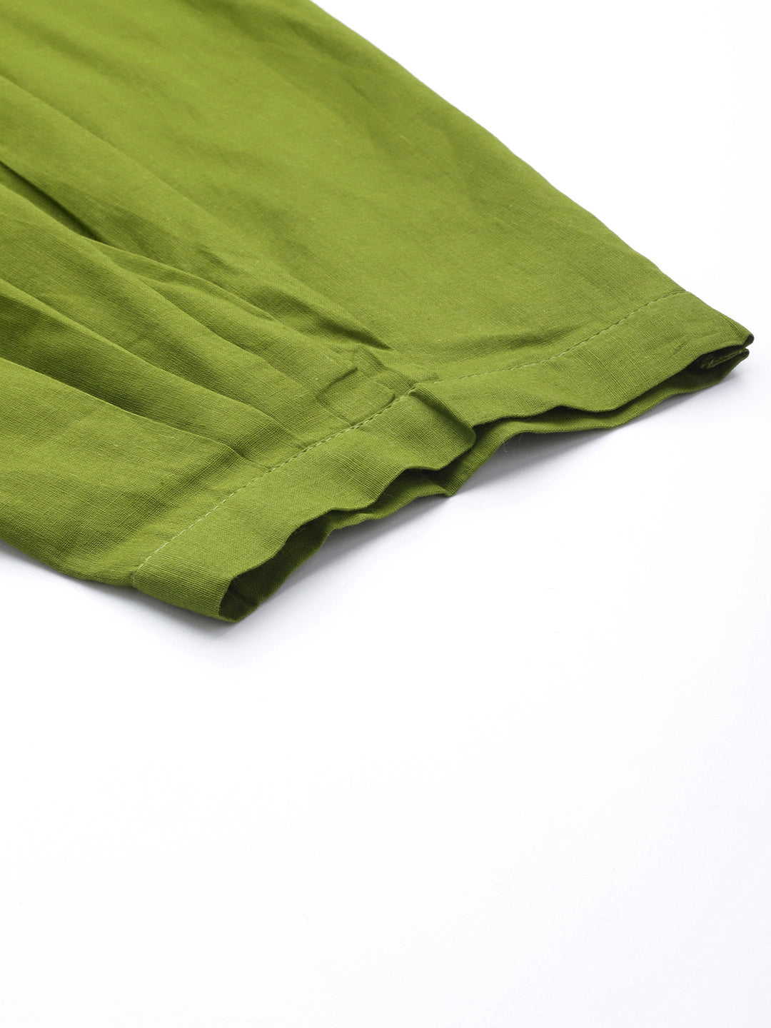 Green Solid Pure Cotton Sustainable Cropped Afghan Salwar