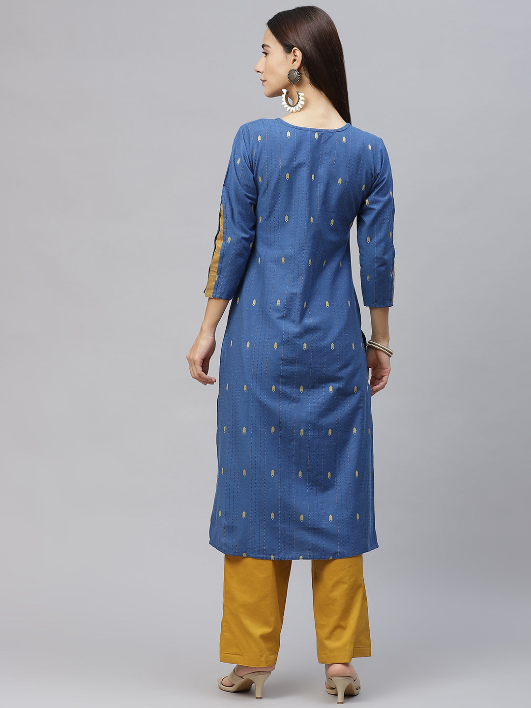 Blue Thread Work Handloom Cotton Kurta