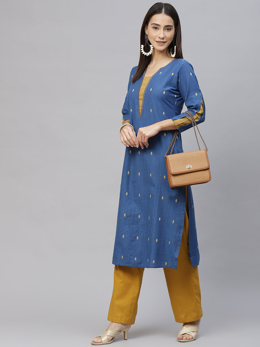 Blue Thread Work Handloom Cotton Kurta