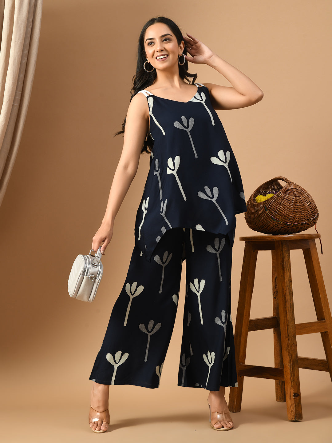 Women Printed Co-ord set with braided straps