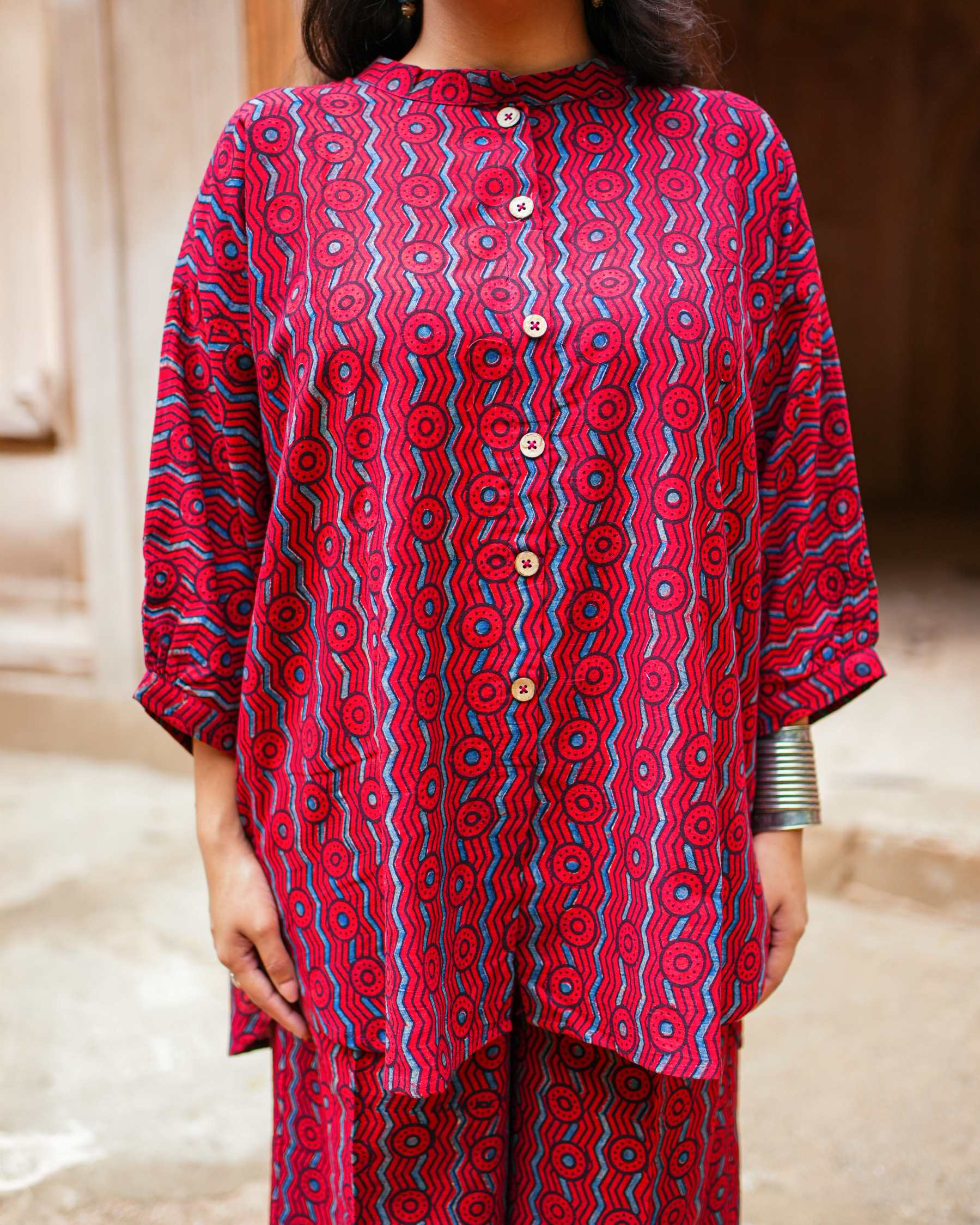 Mishika Madder red Ajrakh Coord Set