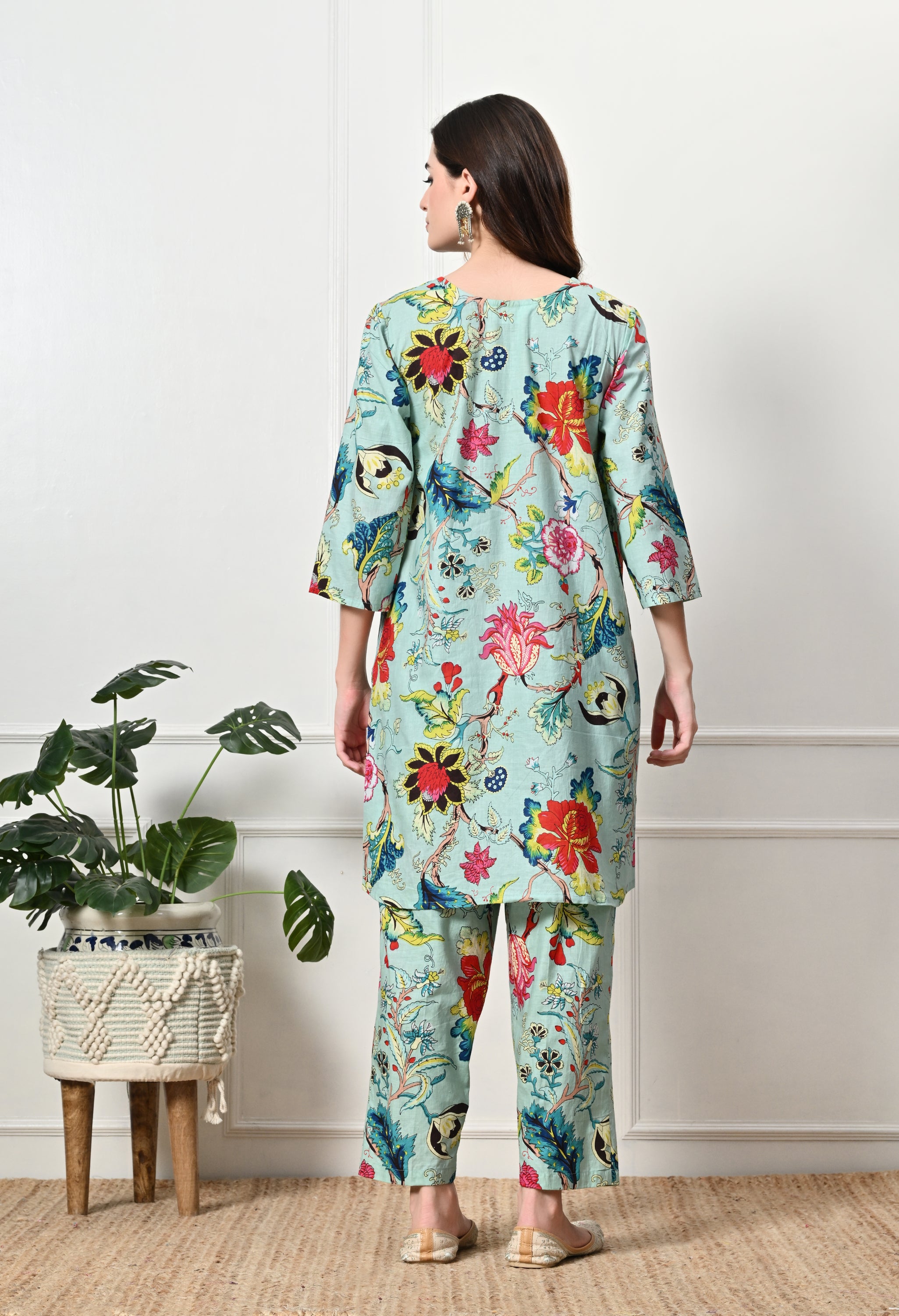 Skyblue Multifloral Kurta Set