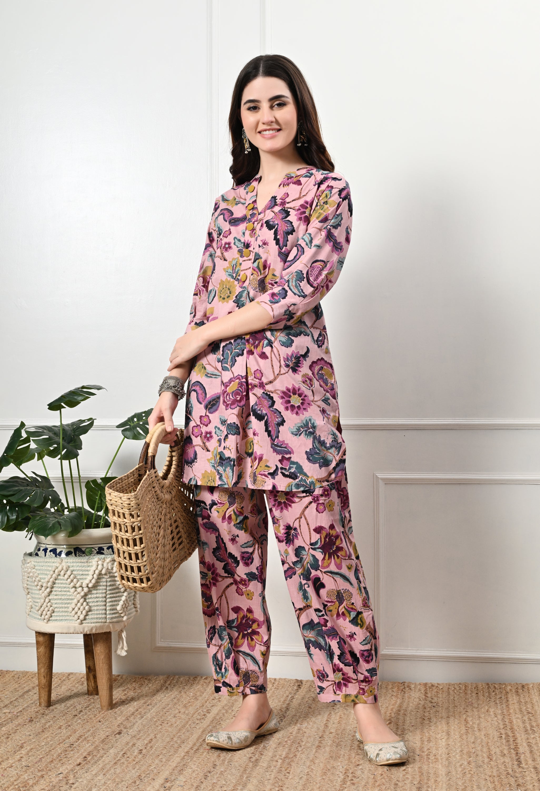 Pink Multifloral Kurta Set