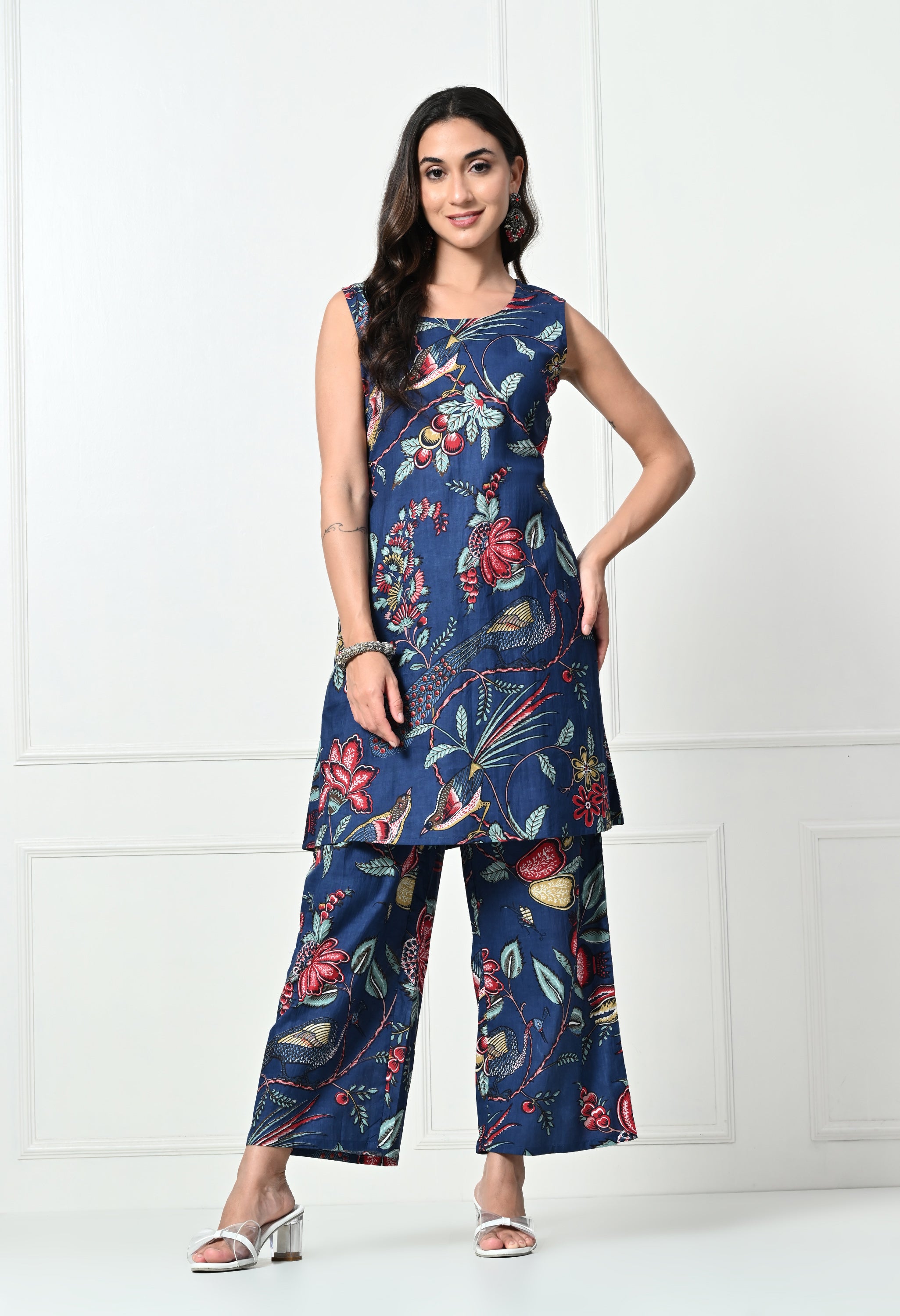 Pure Cotton Indigo Jungle Print Kurta Set