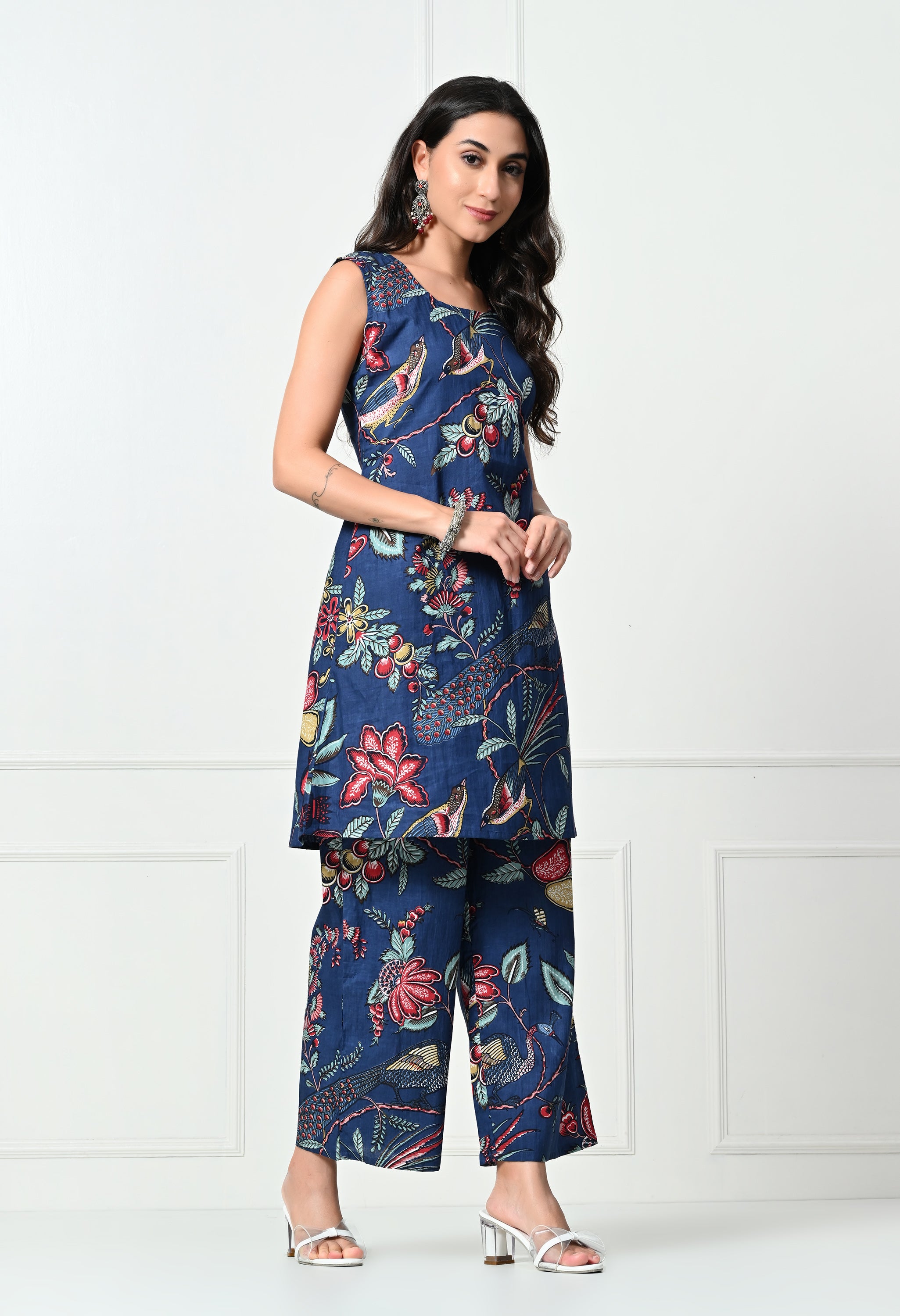 Pure Cotton Indigo Jungle Print Kurta Set