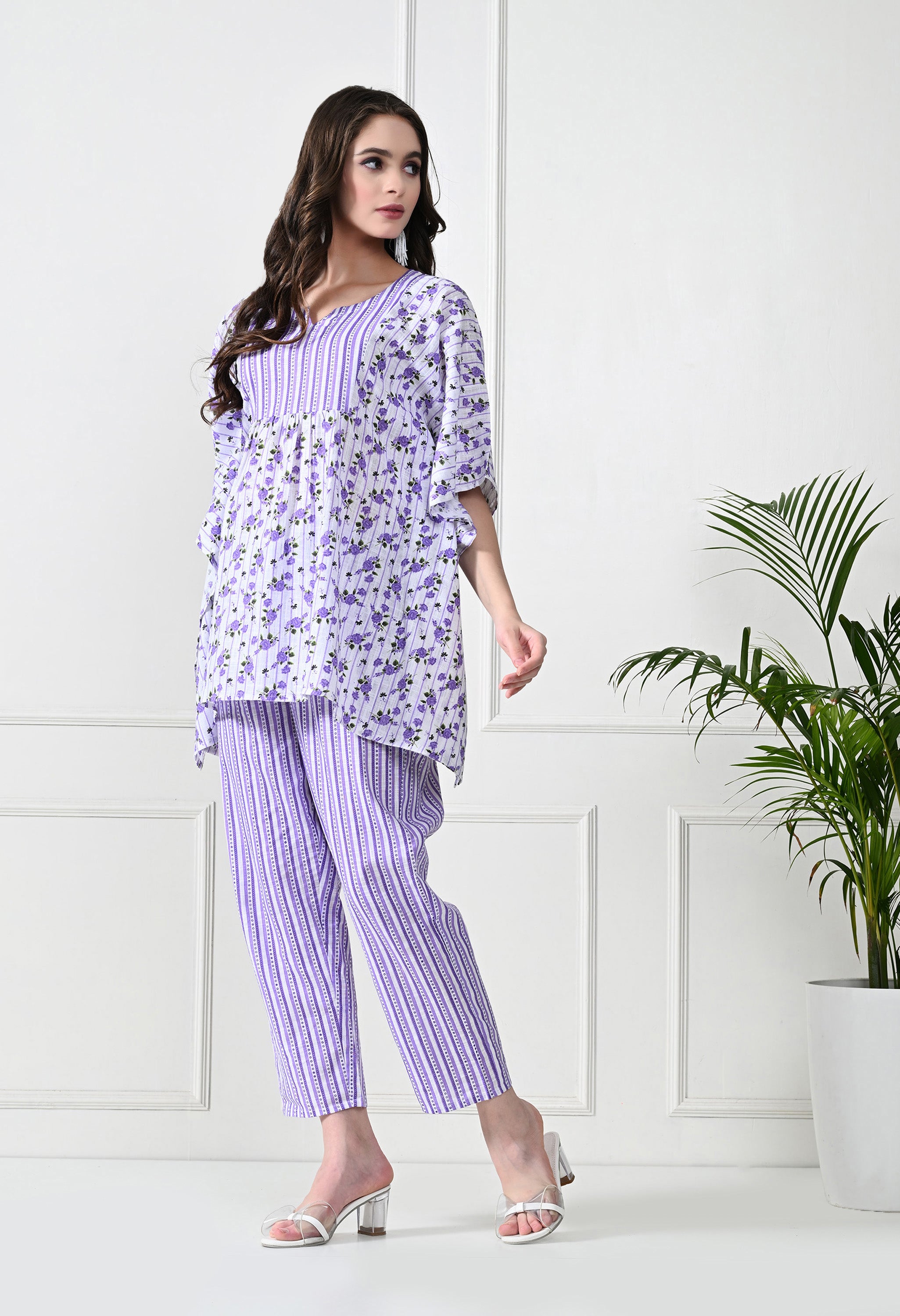 Purple Yoke Co-Ord Set