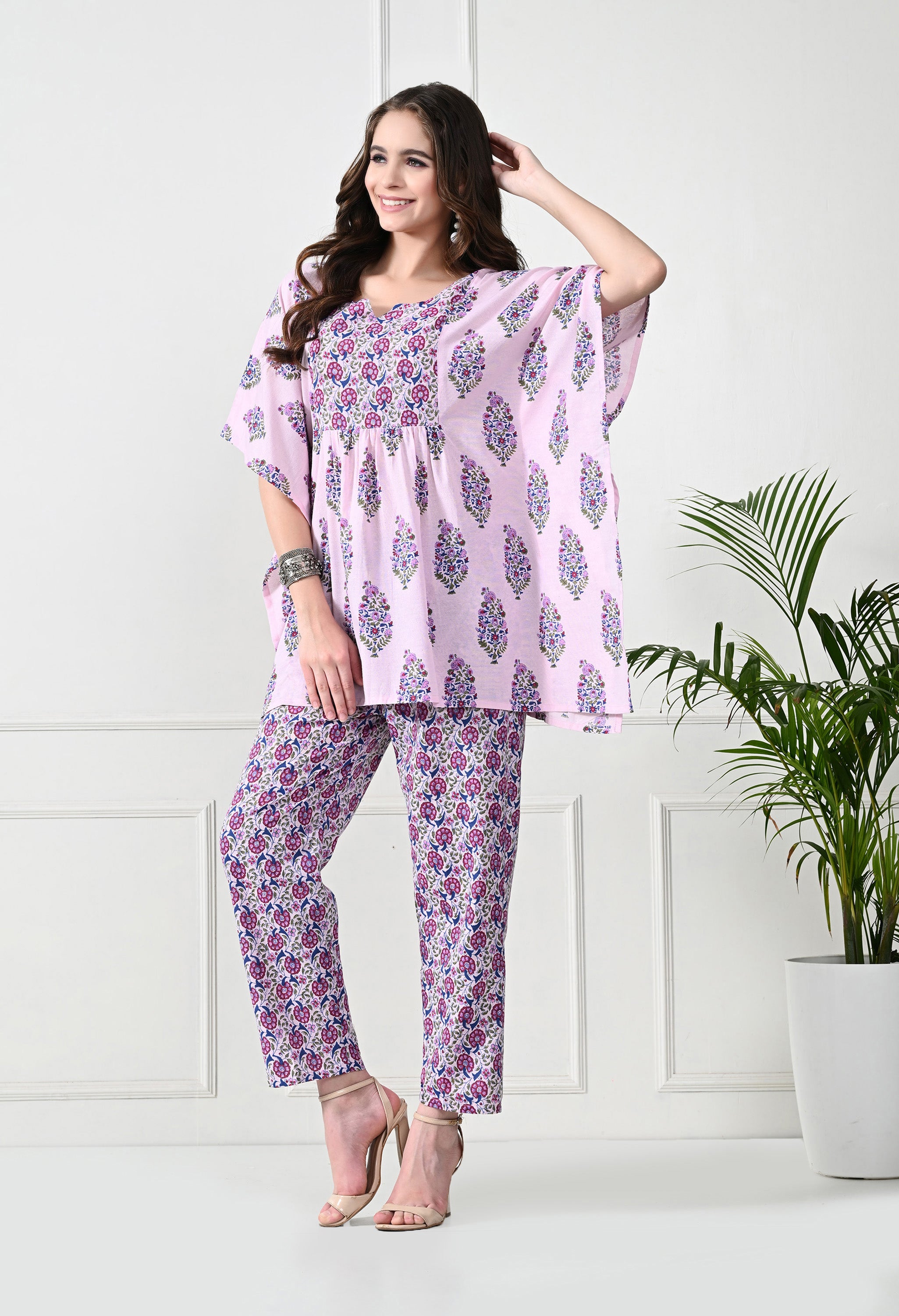 Pink and Purple Yoke Co-Ord Set