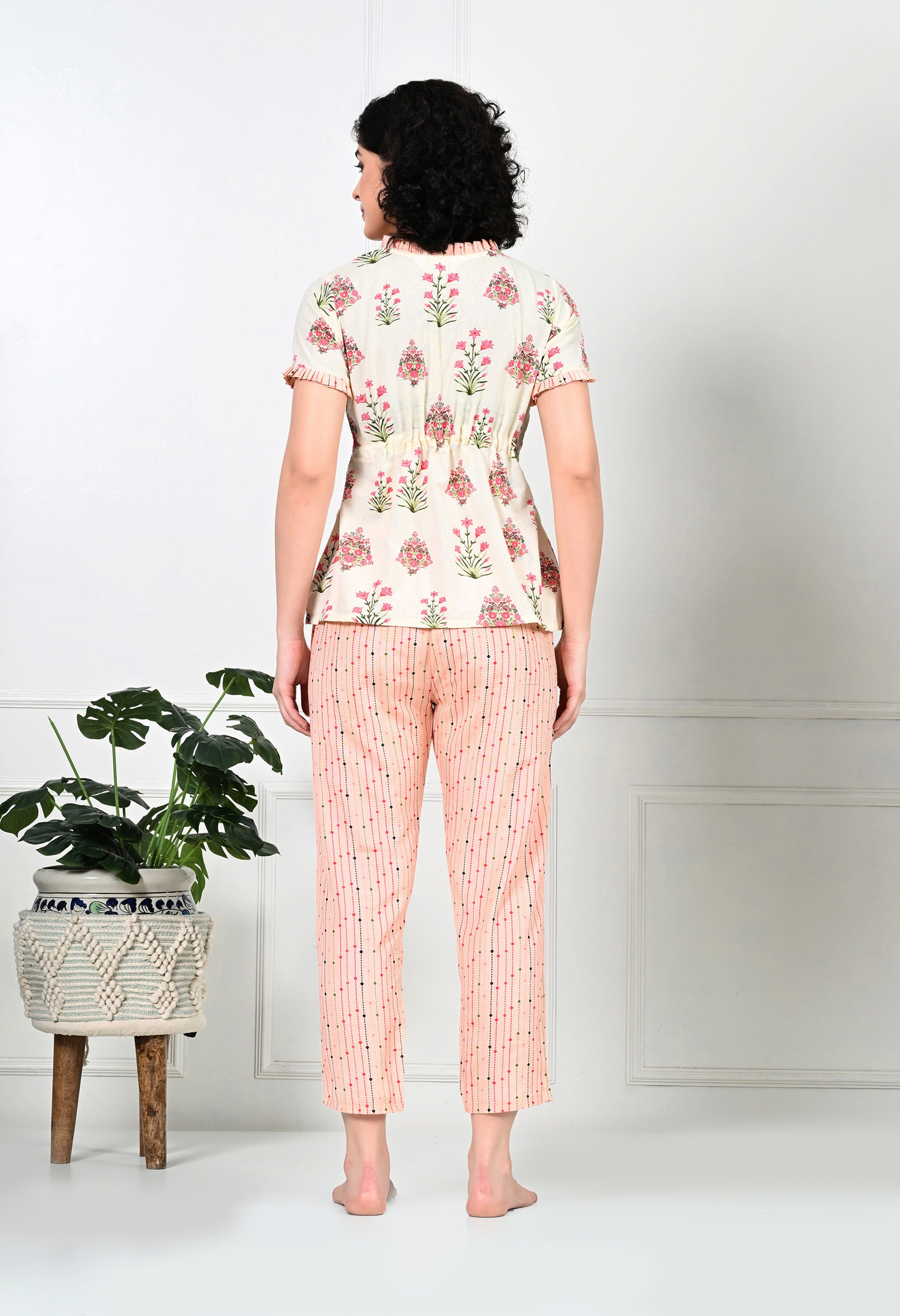 Pink Floral Print Night suit