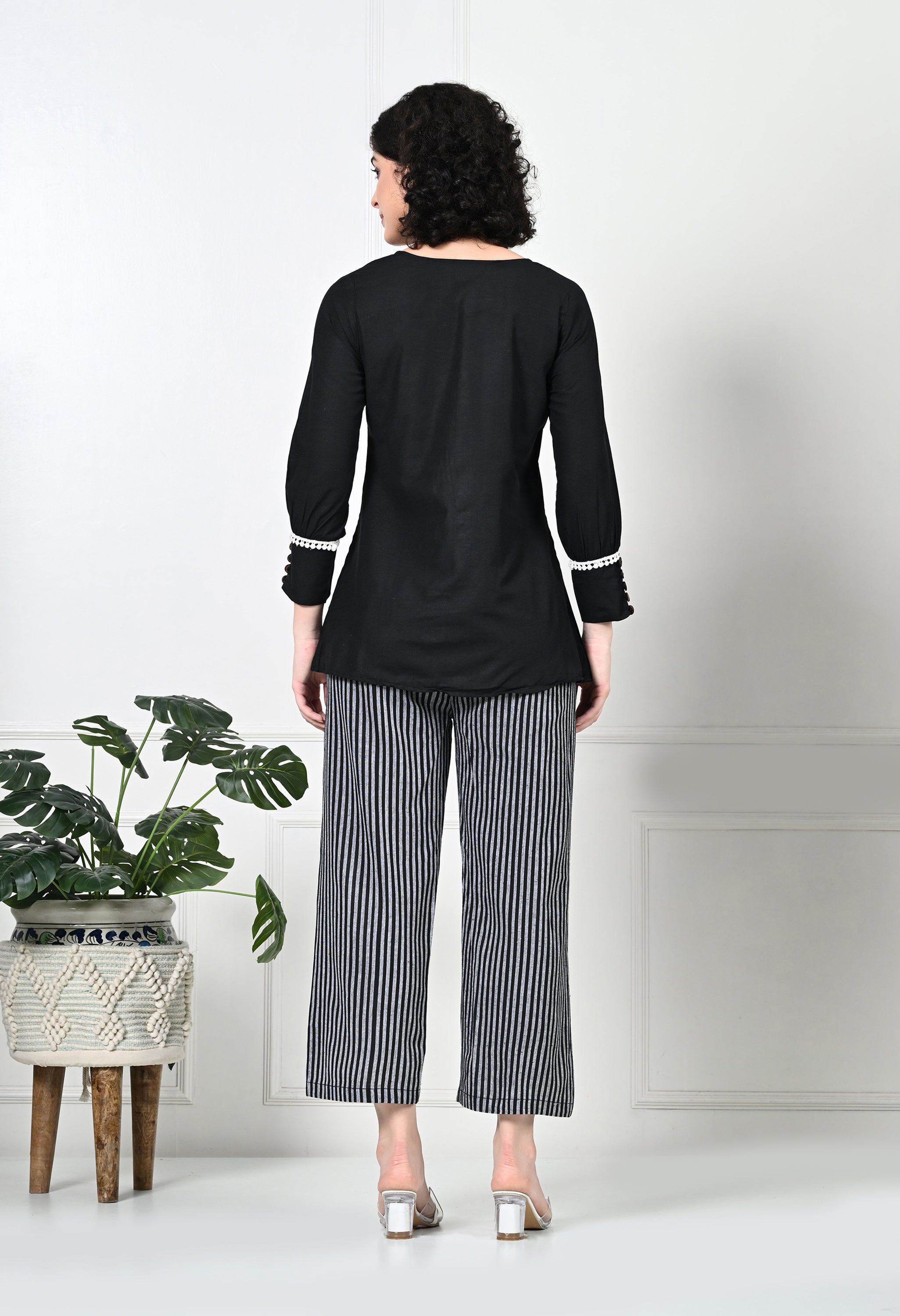 Black Striped Handloom Co-Ord Set