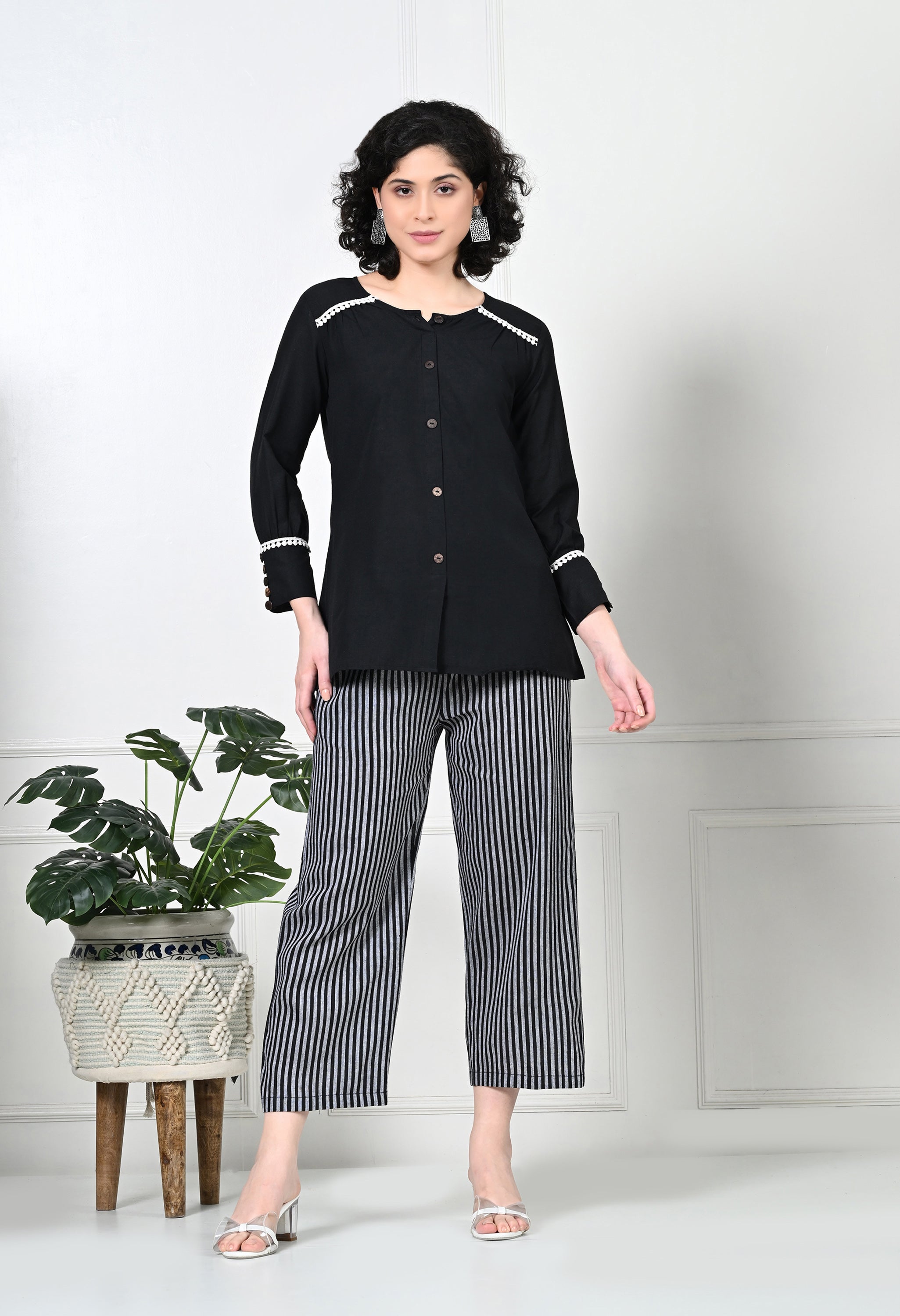 Black Striped Handloom Co-Ord Set