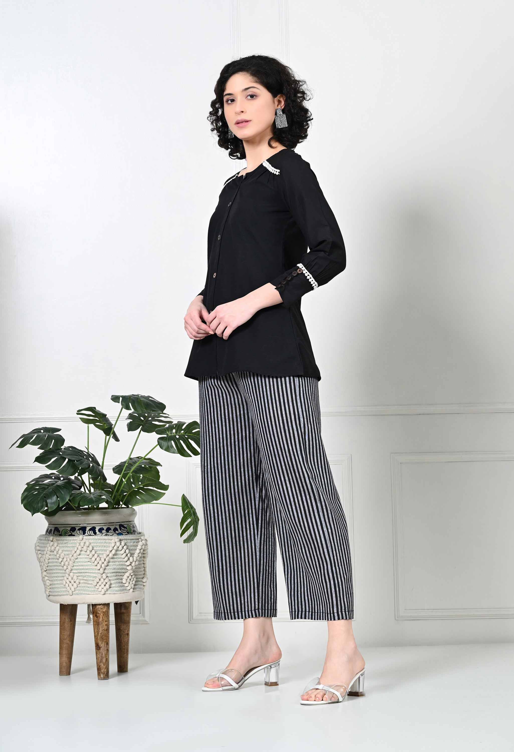 Black Striped Handloom Co-Ord Set