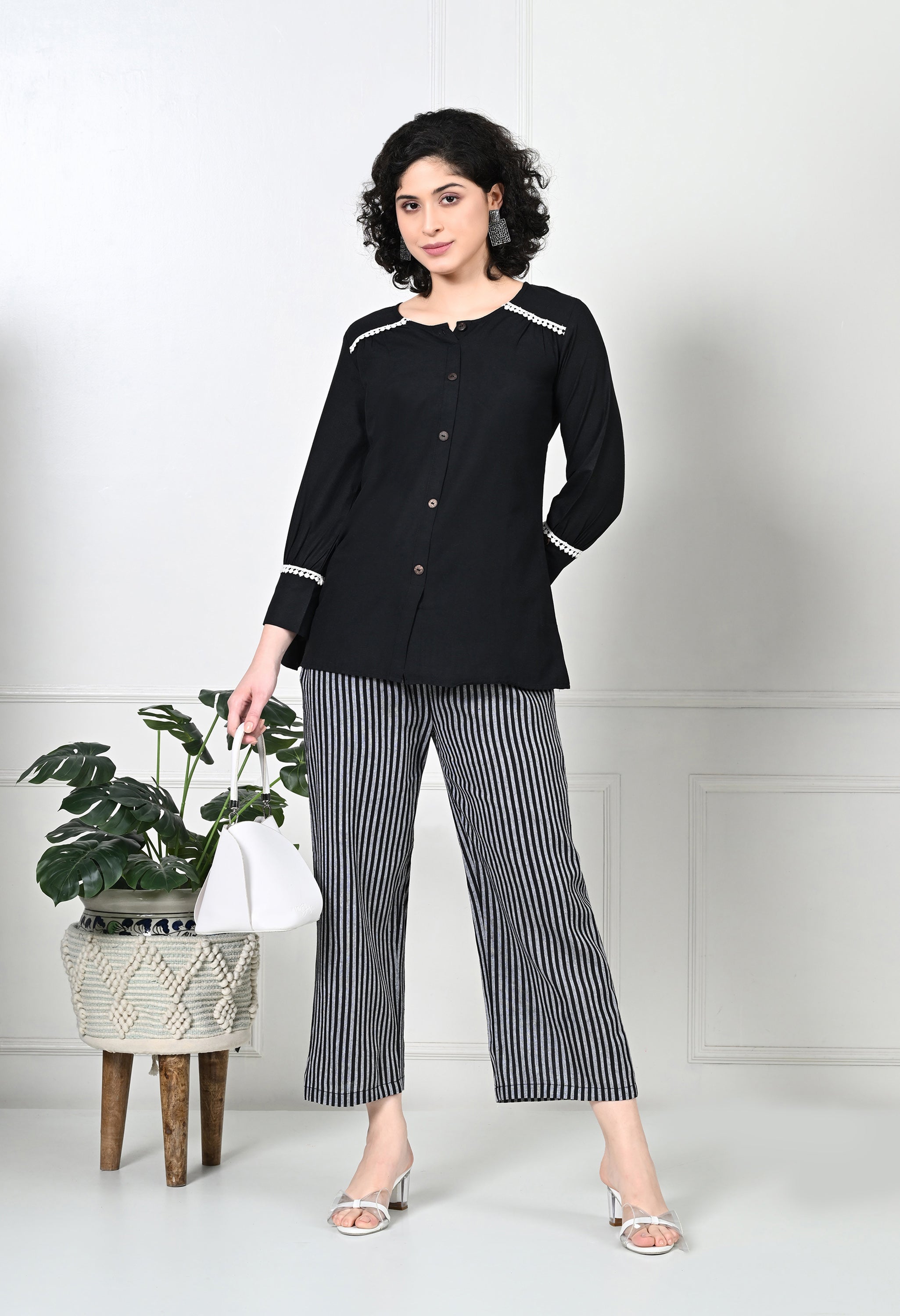 Black Striped Handloom Co-Ord Set