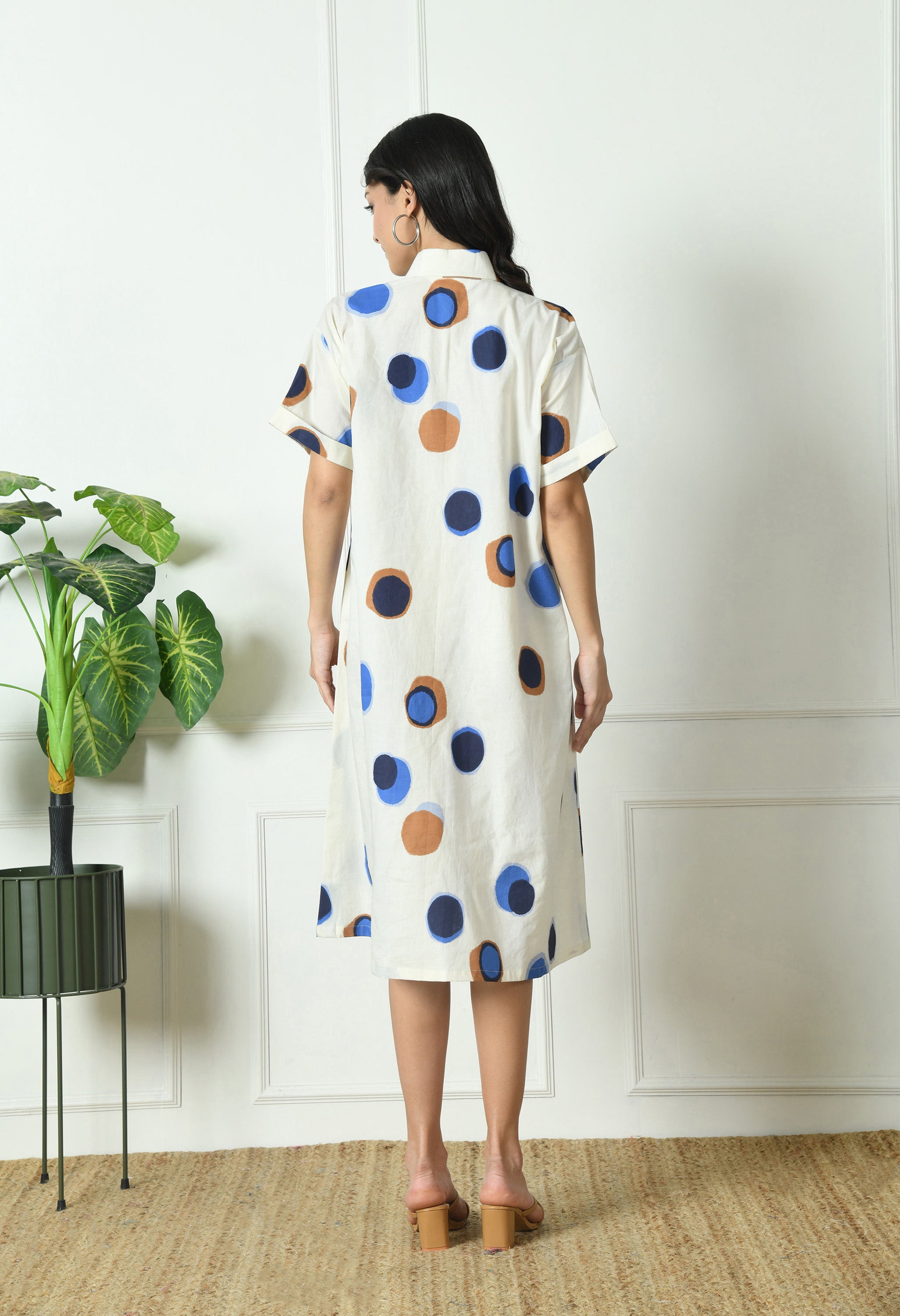 White Polka dots dress with collar