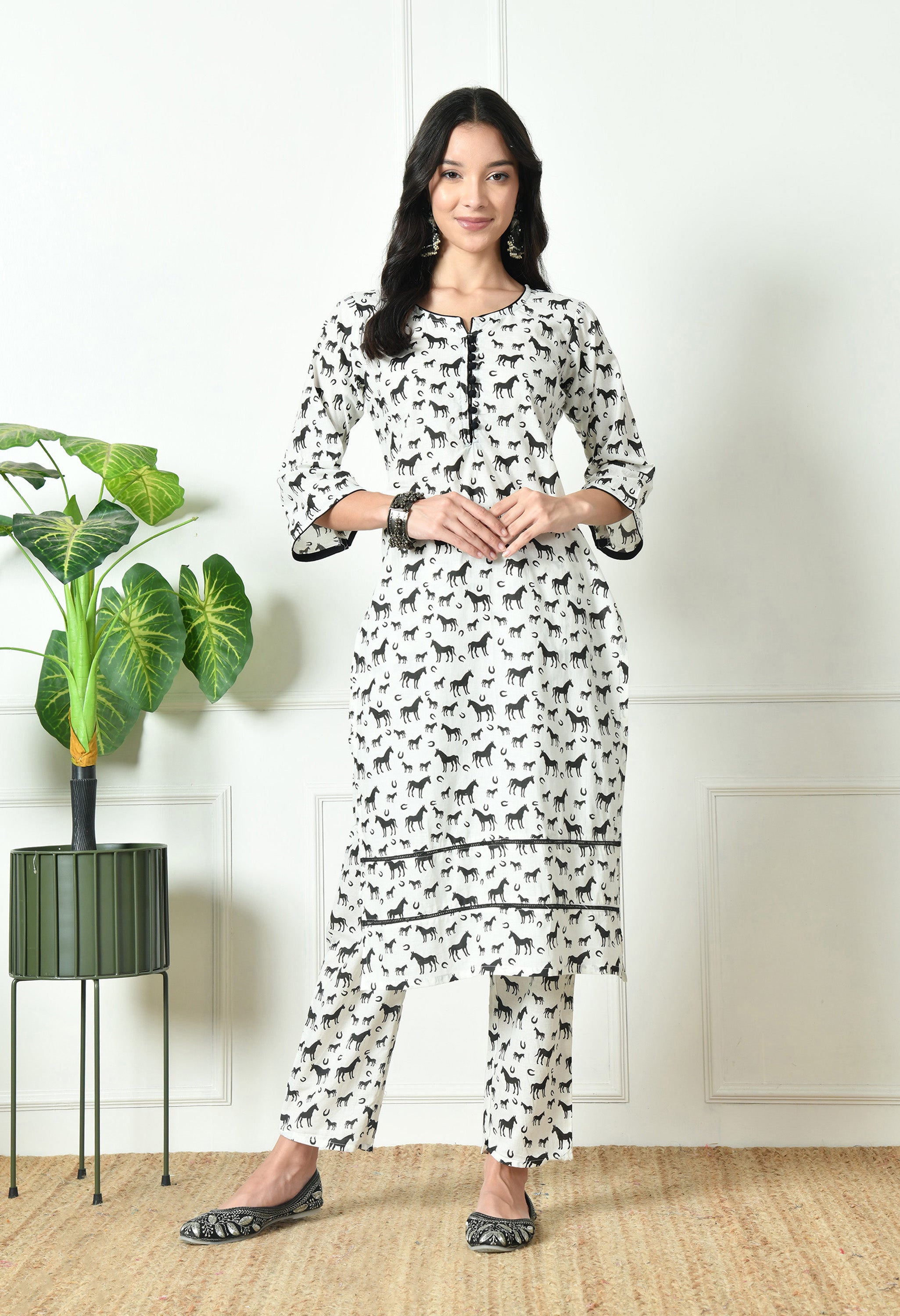 Pure Cotton Horse print dupatta set