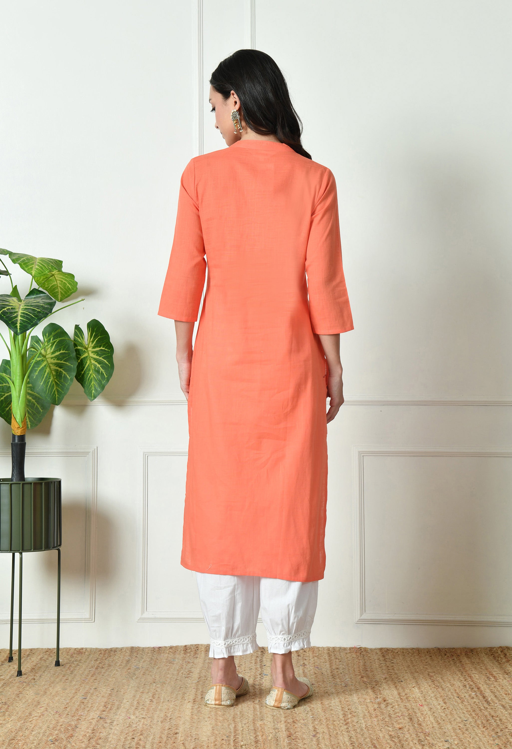 Pure Cotton slub embroidered kurta