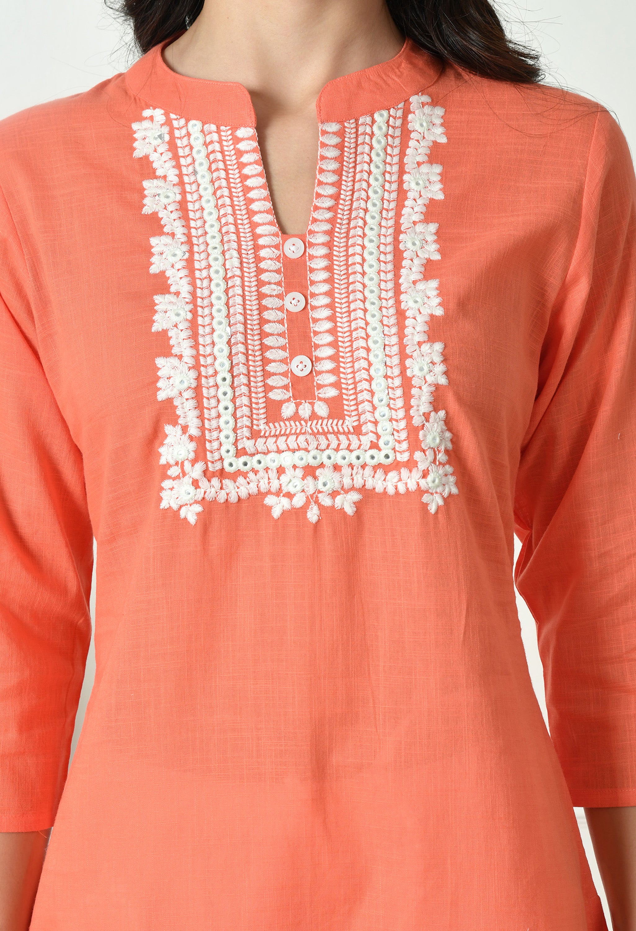 Pure Cotton slub embroidered kurta