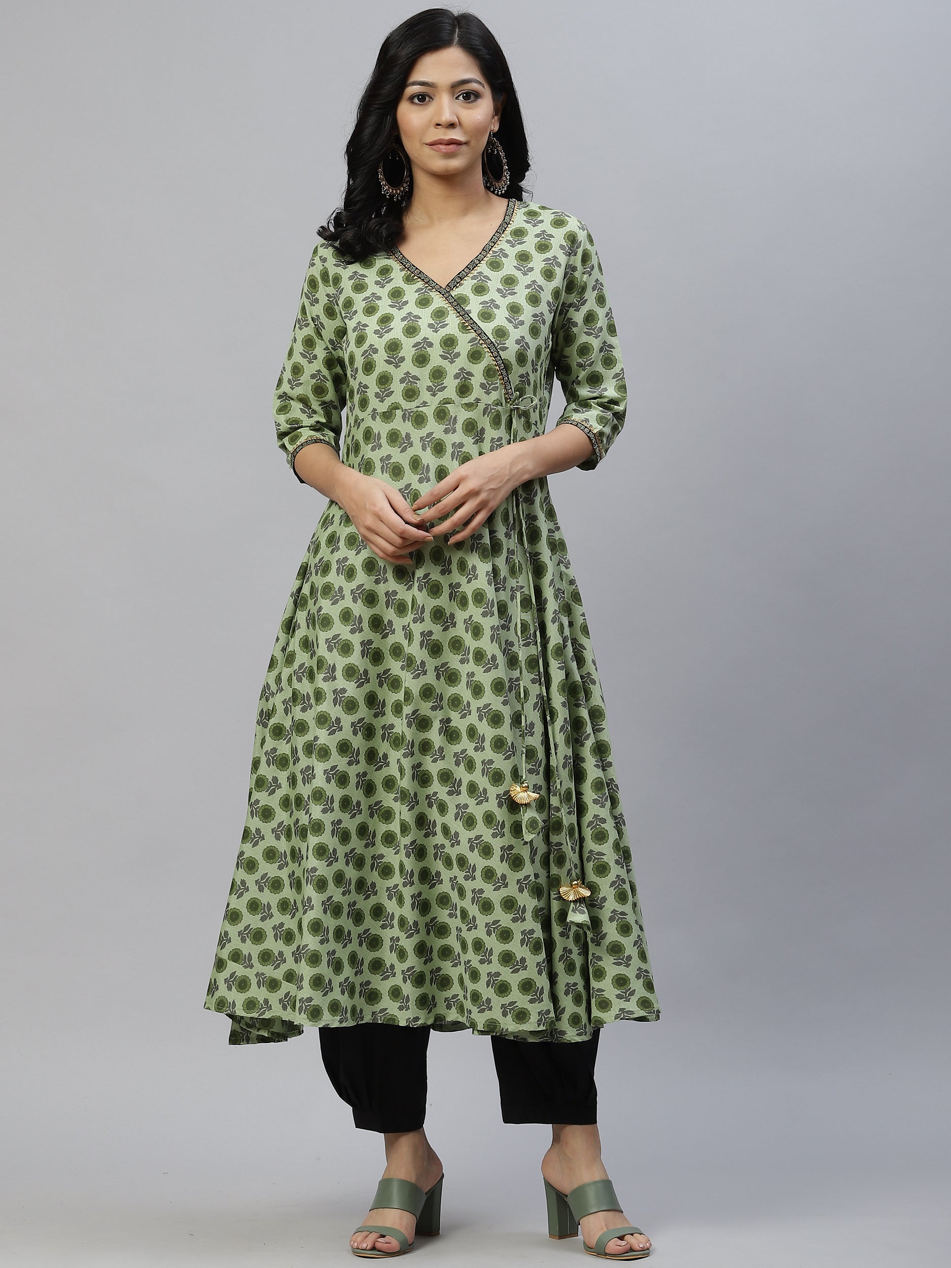 Women Green Anarkali Kurta