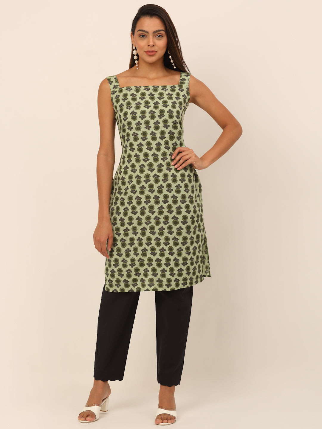 Women Green Printed Kurta