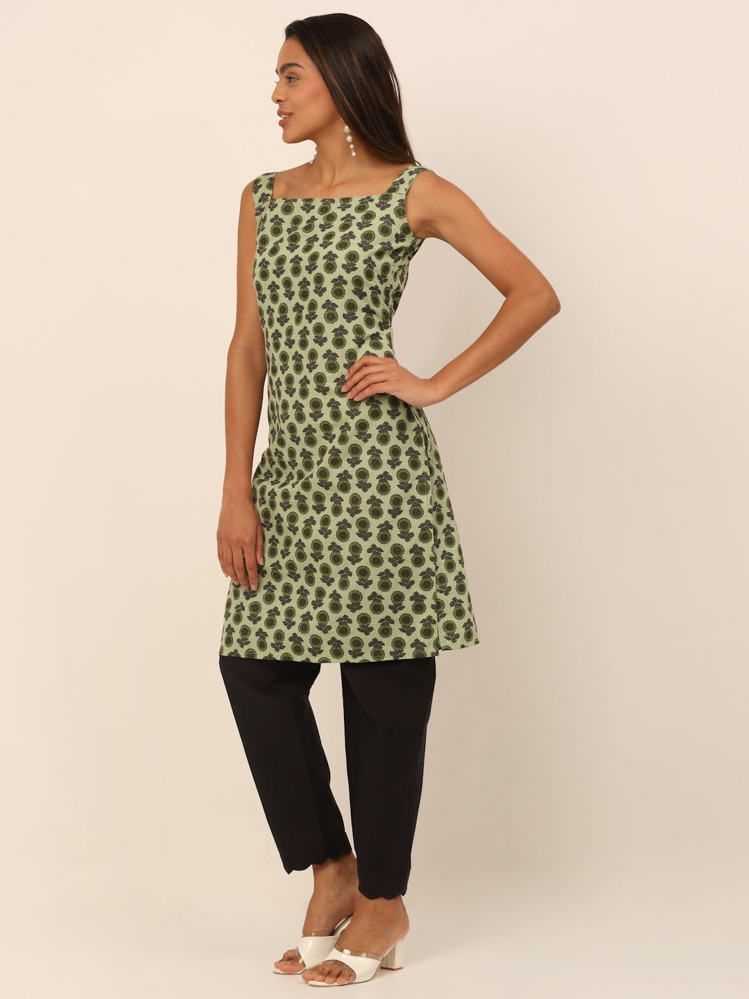 Women Green Printed Kurta