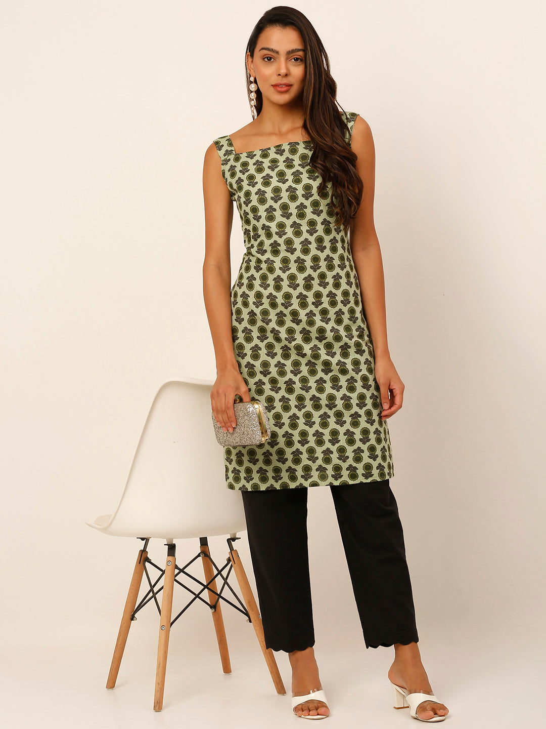 Women Green Printed Kurta