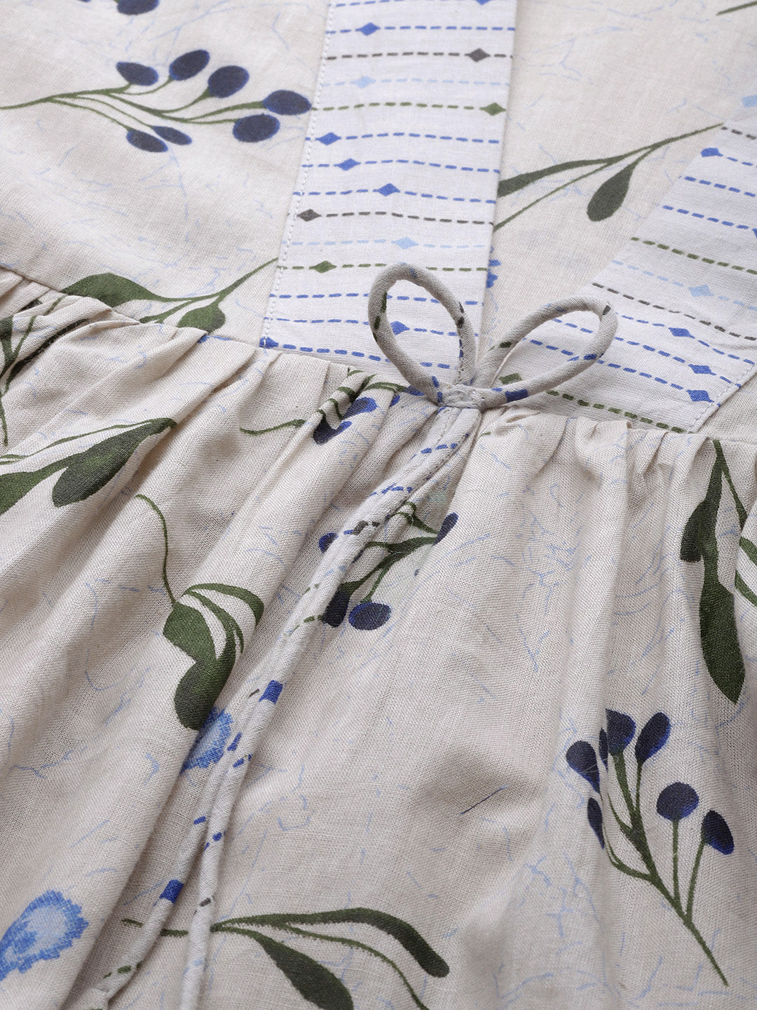 Grey & Blue Floral Print Pure  Cotton Sustainable Night suit