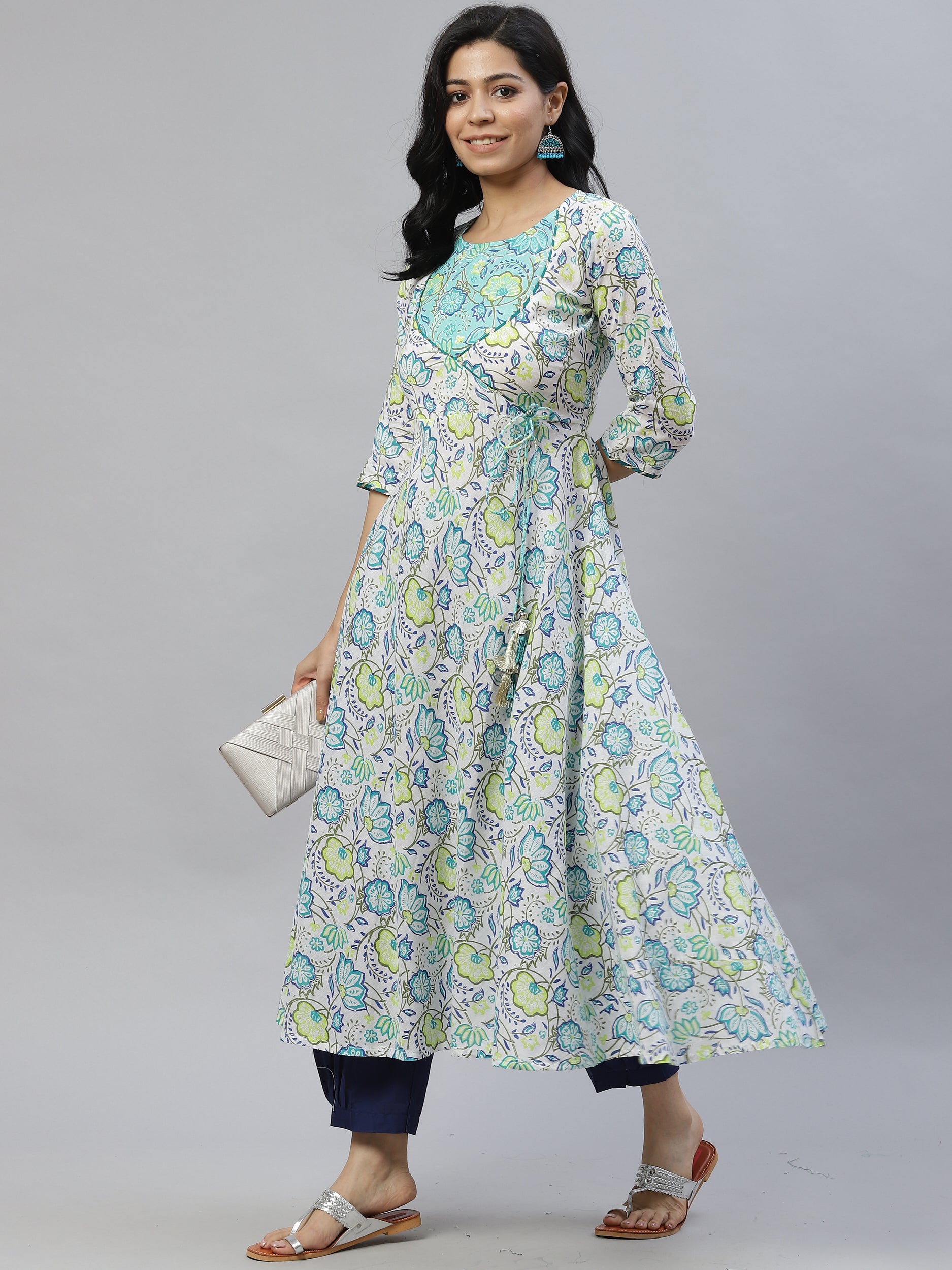 Women Light Green Anarkali Kurta