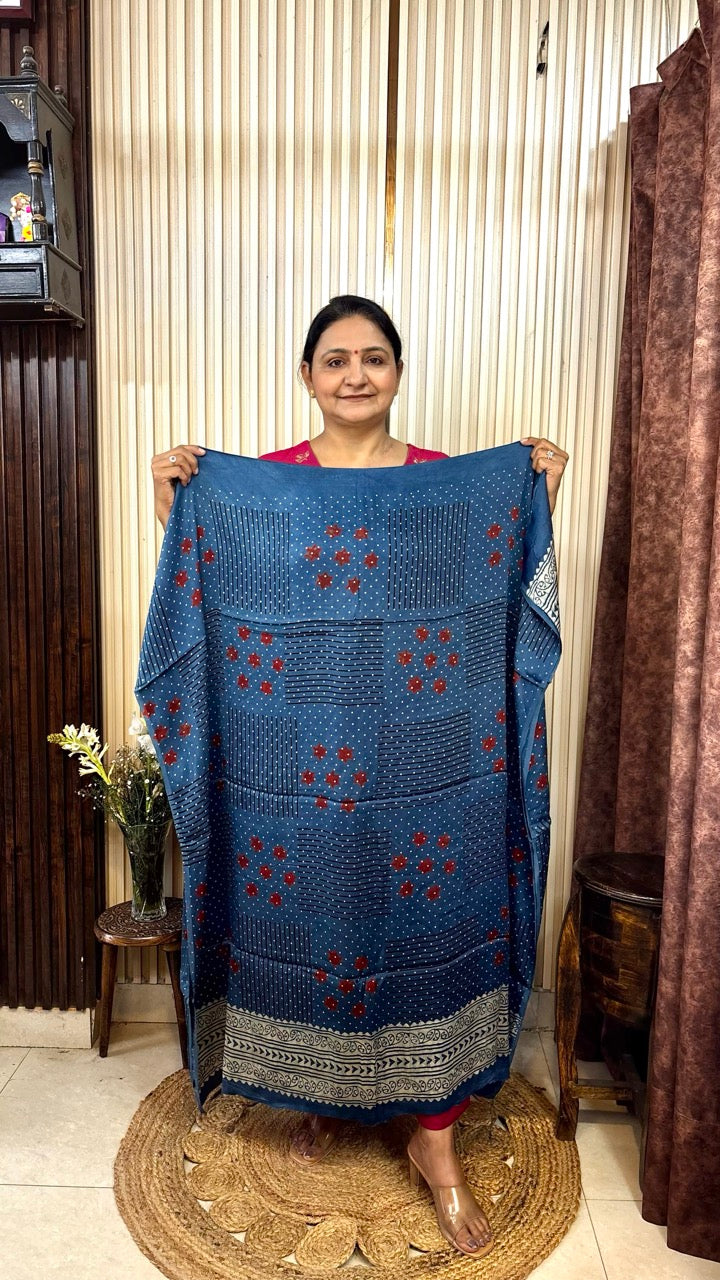 Modal Silk Blue dots Ajrakh Kurta
