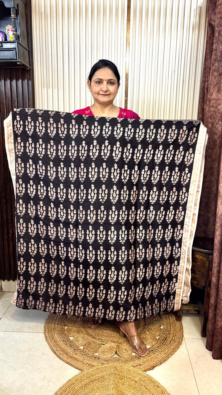 Maheshwari Silk Bagh Hand Block Printed Kurta Set With Tissue Zari Pallu Dupatta - Set of 3