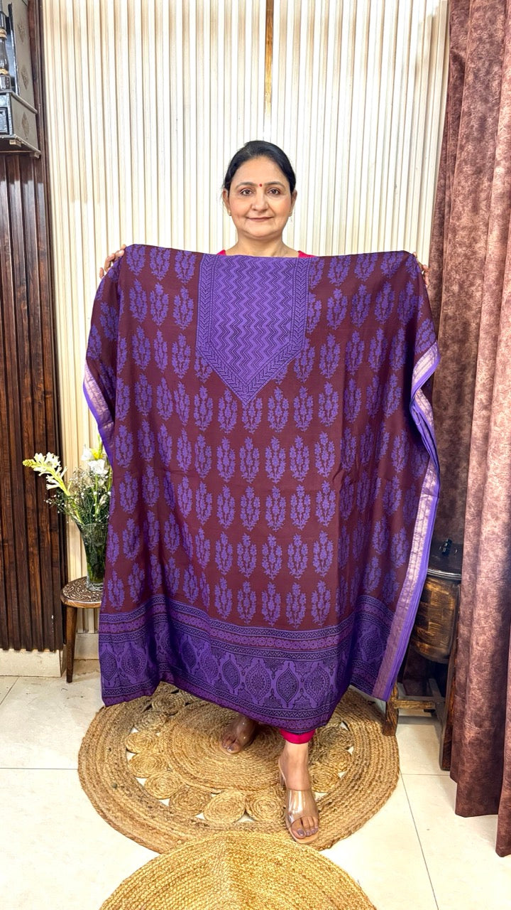 Maheshwari Silk Bagh Hand Block Printed Kurta Set With Tissue Zari Pallu Dupatta - Set of 3