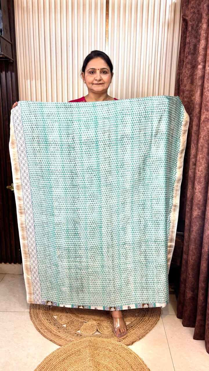 Maheshwari Silk Bagh Hand Block Printed Kurta Set With Tissue Zari Pallu Dupatta - Set of 3