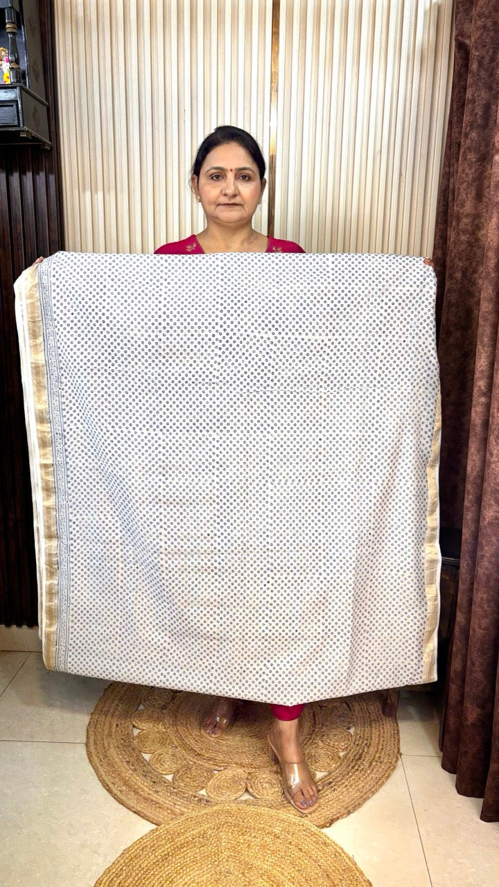 Maheshwari Silk Bagh Hand Block Printed Kurta Set With Tissue Zari Pallu Dupatta - Set of 3