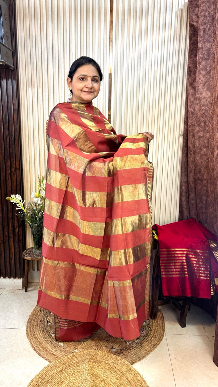 Pure Maheshwari Silk Zari Kurta With Dupatta - Set of 2