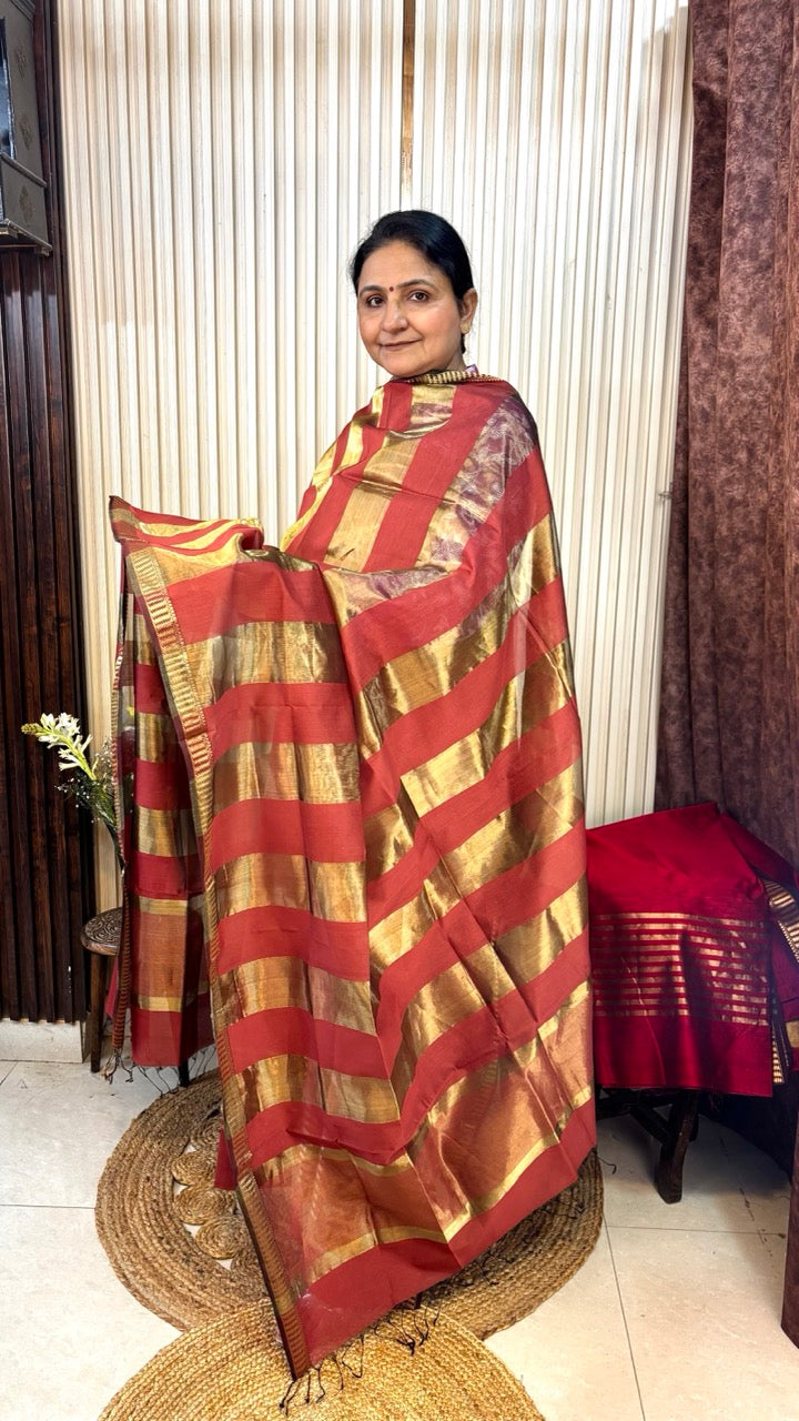 Pure Maheshwari Silk Zari Kurta With Dupatta - Set of 2