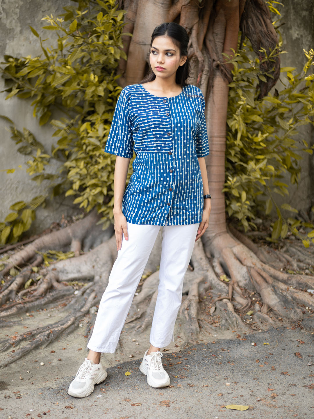 Natural Dyed HandBlock Printed Indigo Top