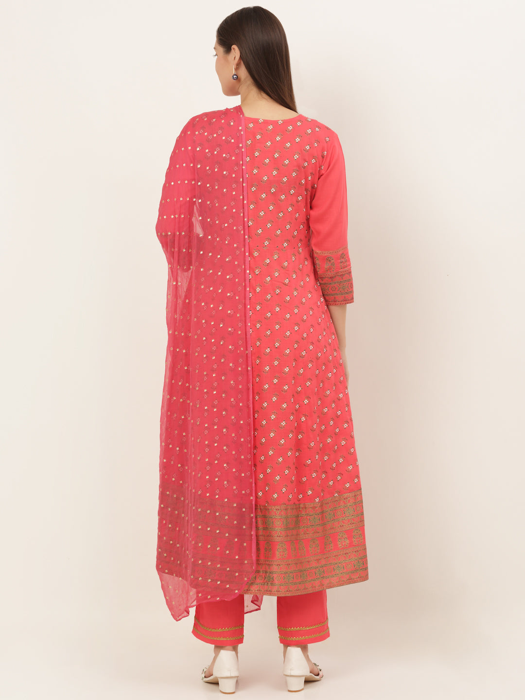 Women Floral Printed Empire Kurta with Trousers & With Dupatta