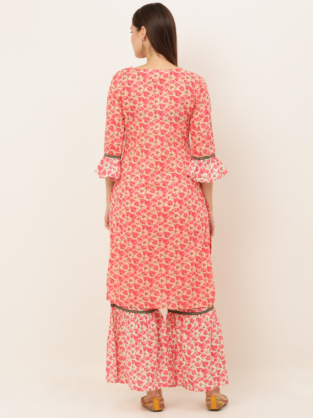 Women Floral Printed Pure Cotton Kurta with Sharara