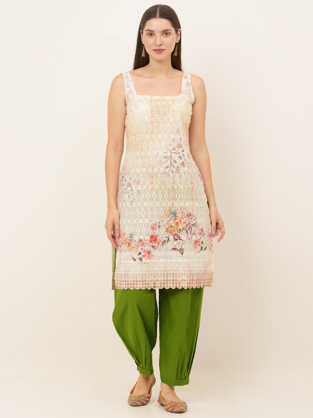 Floral Printed Cotton Straight Kurta