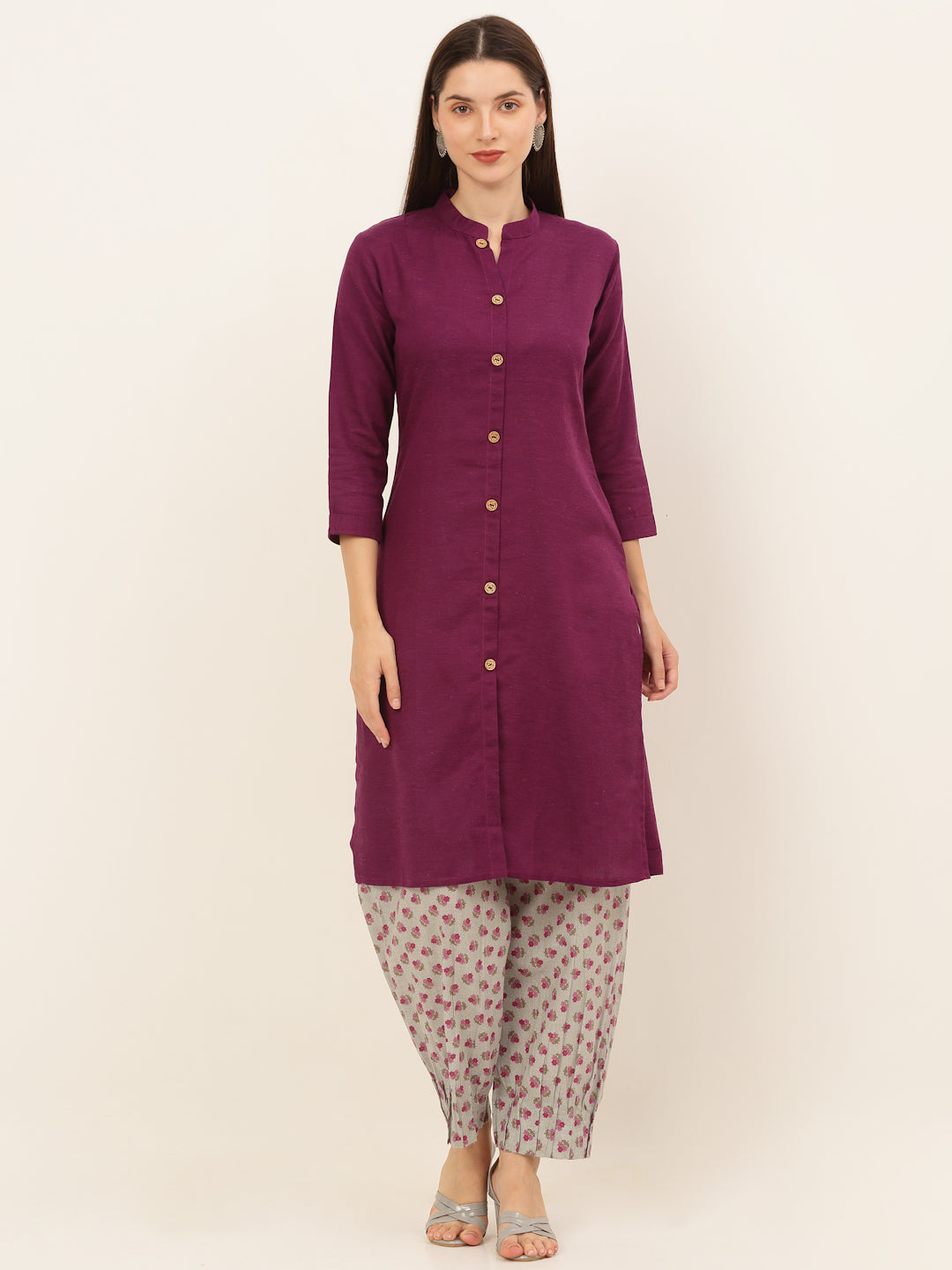 Women Purple Solid Kurta