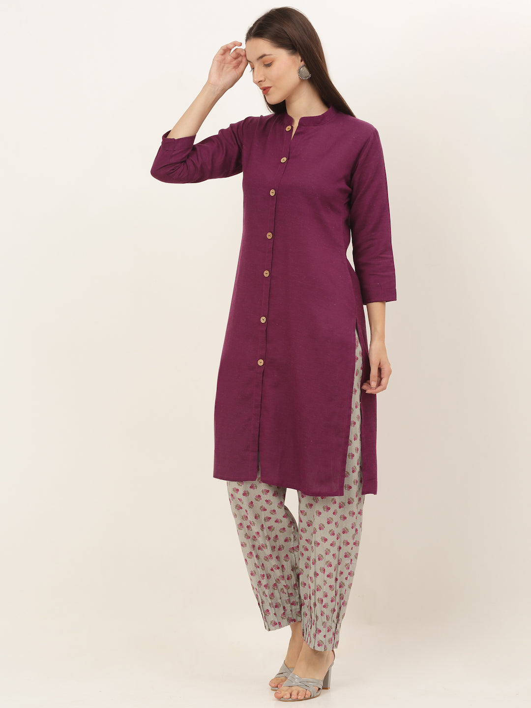 Women Purple Solid Kurta